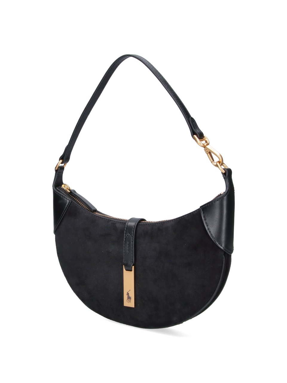 Ralph Lauren Black Polo ID Vachetta Suede Bag Zwart