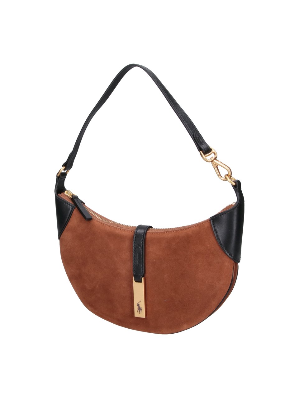 Ralph Lauren Crescent-Shaped Brown Calf Suede Shoulder Bag Bruin