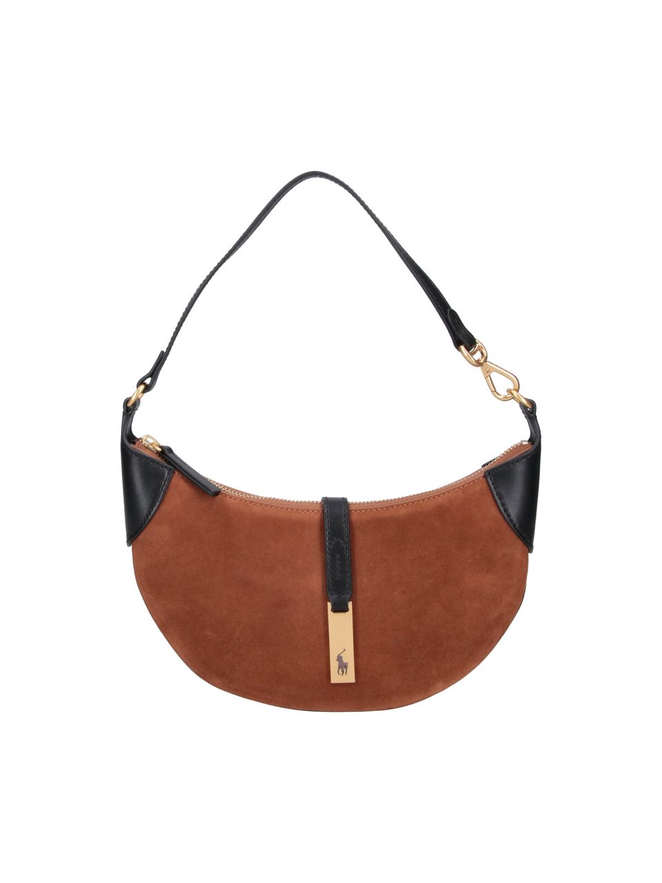 Ralph Lauren Crescent-Shaped Brown Calf Suede Shoulder Bag Bruin