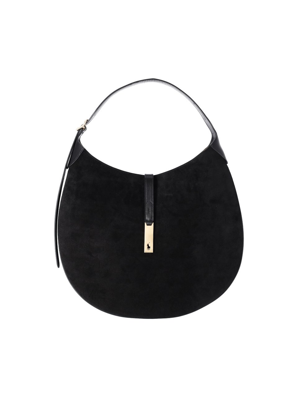 Ralph Lauren Large Black Suede Shoulder Bag Zwart
