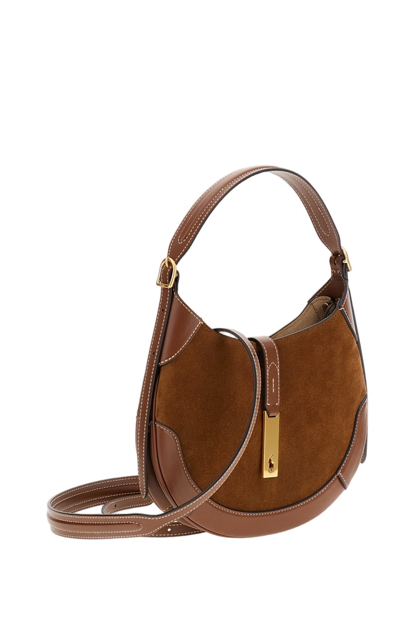Ralph Lauren Brown Polo ID Suede Bag Bruin
