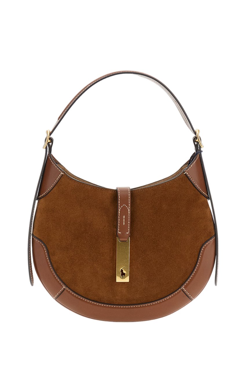 Ralph Lauren Brown Polo ID Suede Bag Bruin