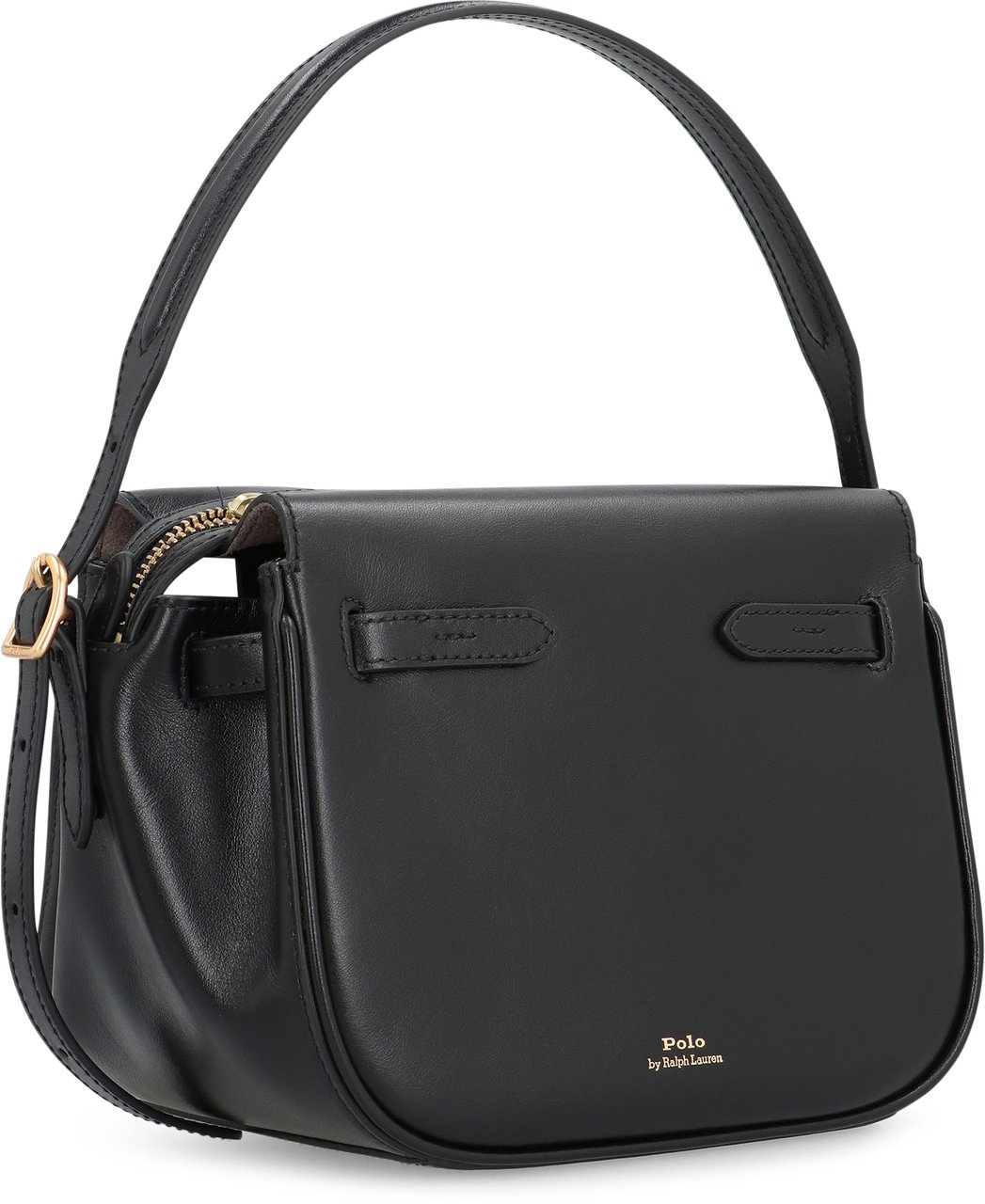 Ralph Lauren Polo ID Mini leather handbag Zwart