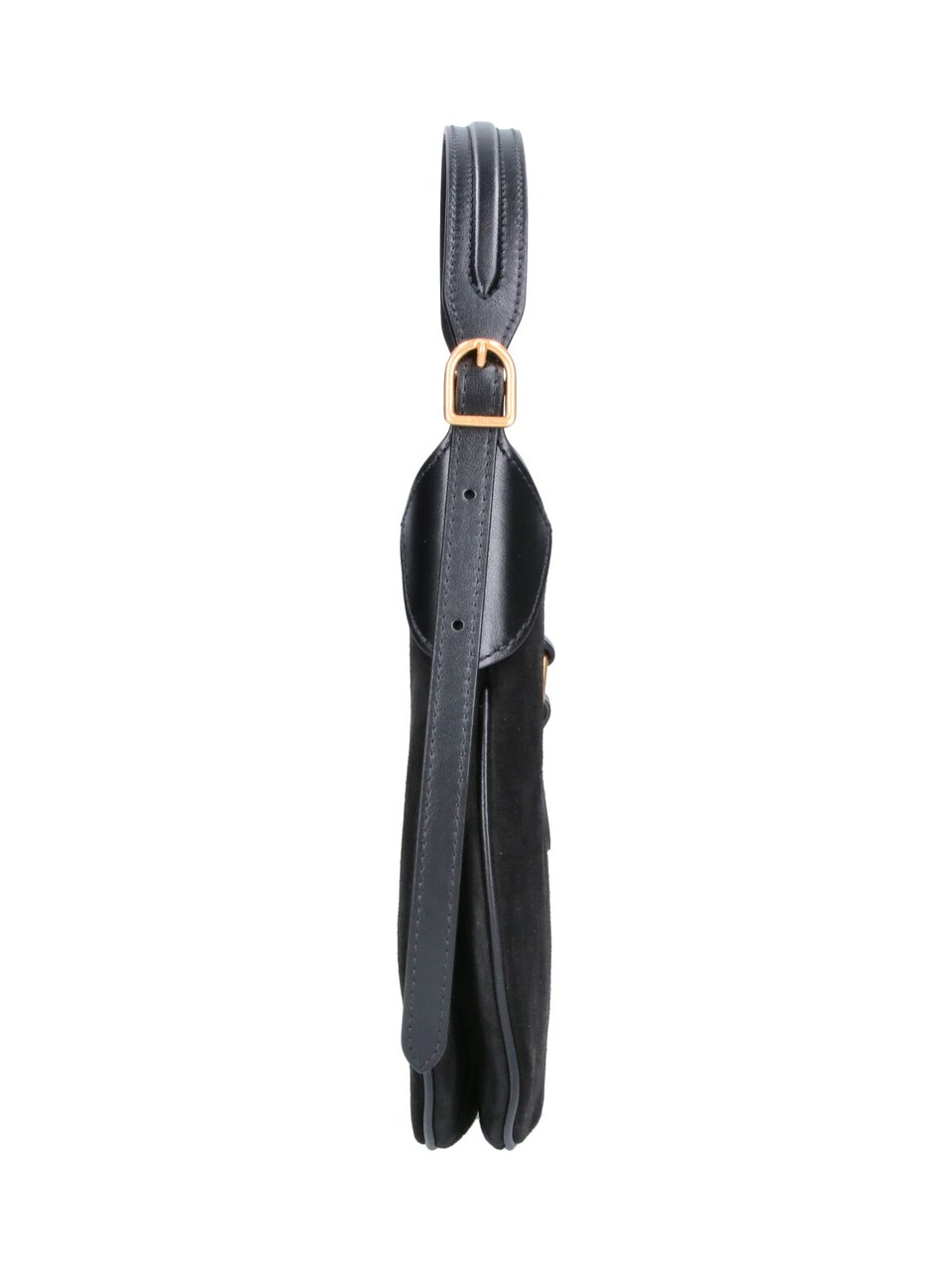 Ralph Lauren Black Polo ID Suede Shoulder Bag Zwart