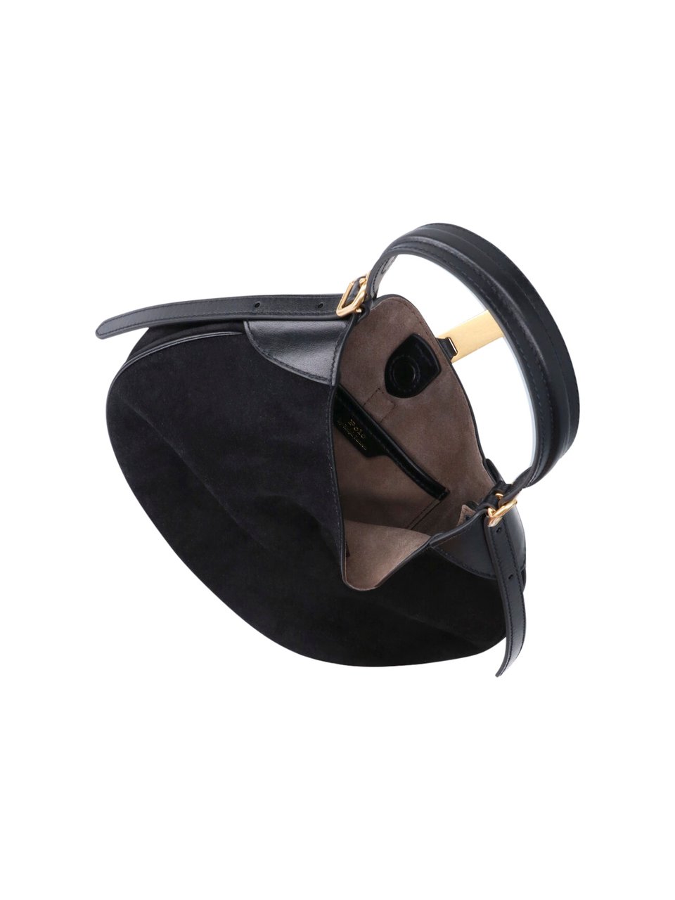 Ralph Lauren Black Polo ID Suede Shoulder Bag Zwart