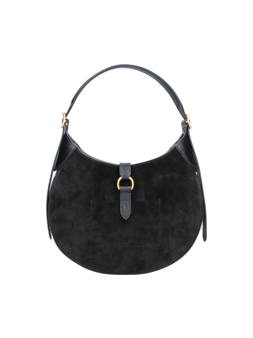 Ralph Lauren Black Polo ID Suede Shoulder Bag Zwart
