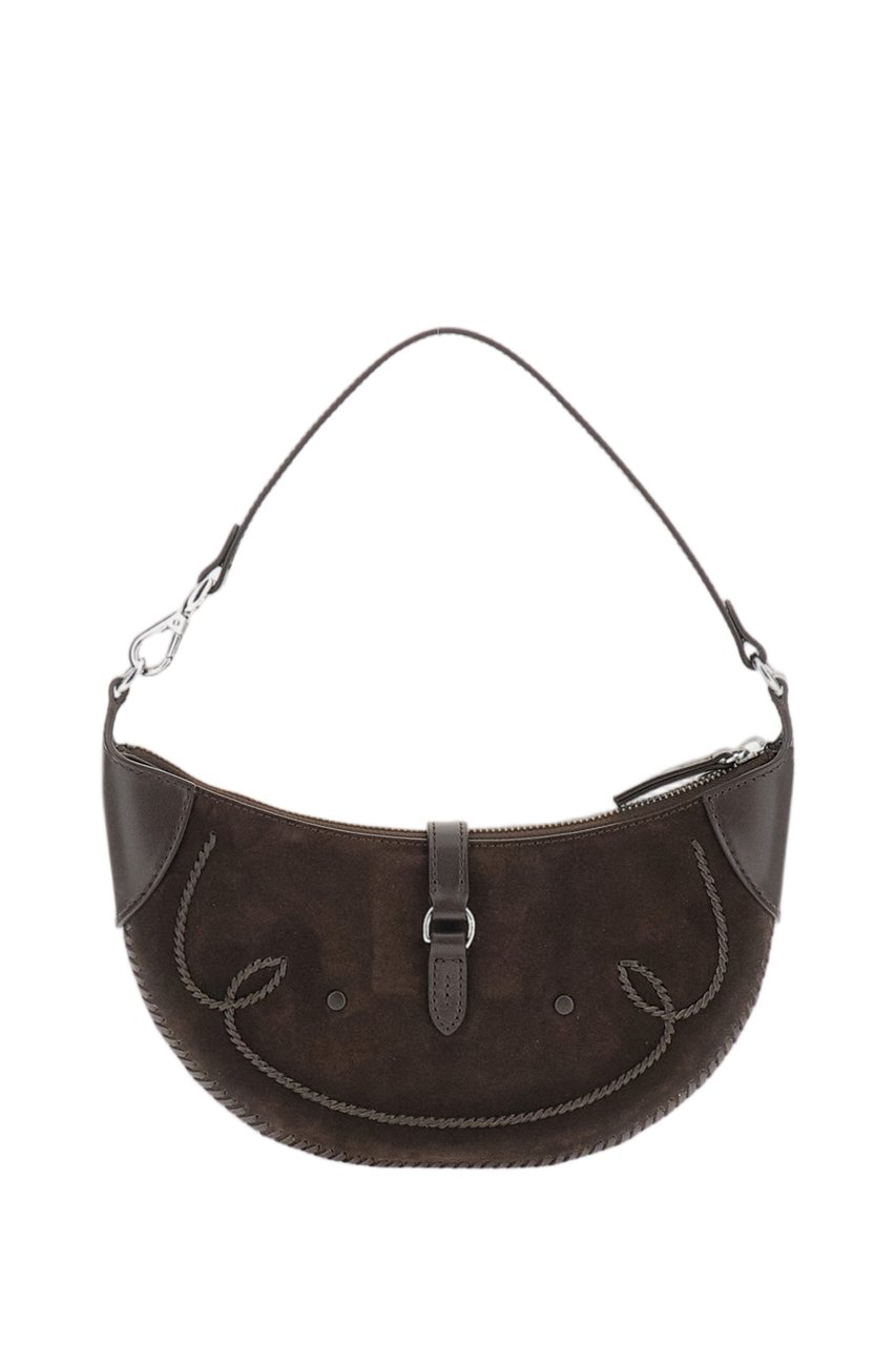 Ralph Lauren Dark Brown Polo Id Western Leather Shoulder Bag Bruin