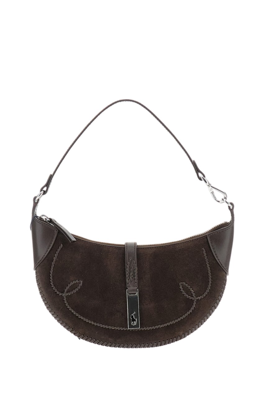 Ralph Lauren Dark Brown Polo Id Western Leather Shoulder Bag Bruin