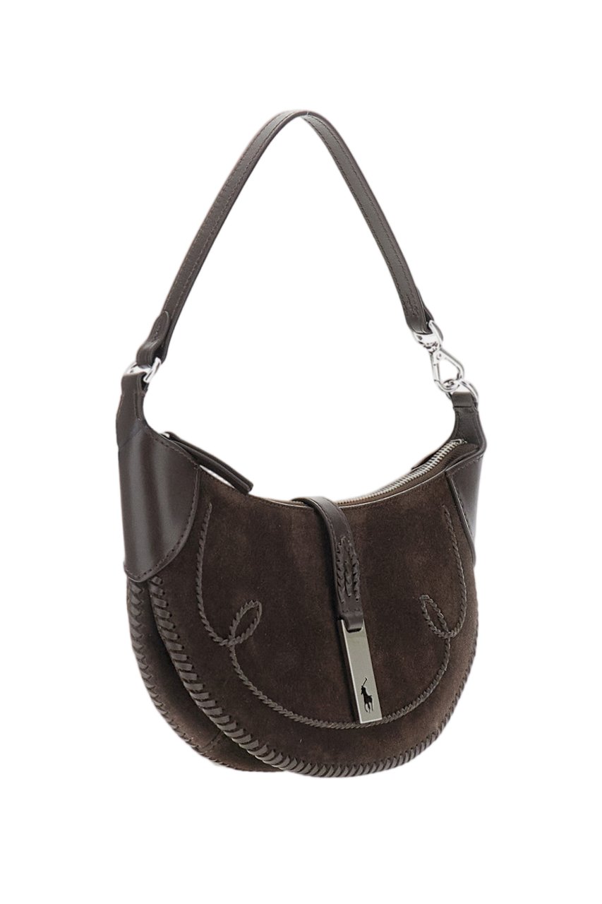Ralph Lauren Dark Brown Polo Id Western Leather Shoulder Bag Bruin