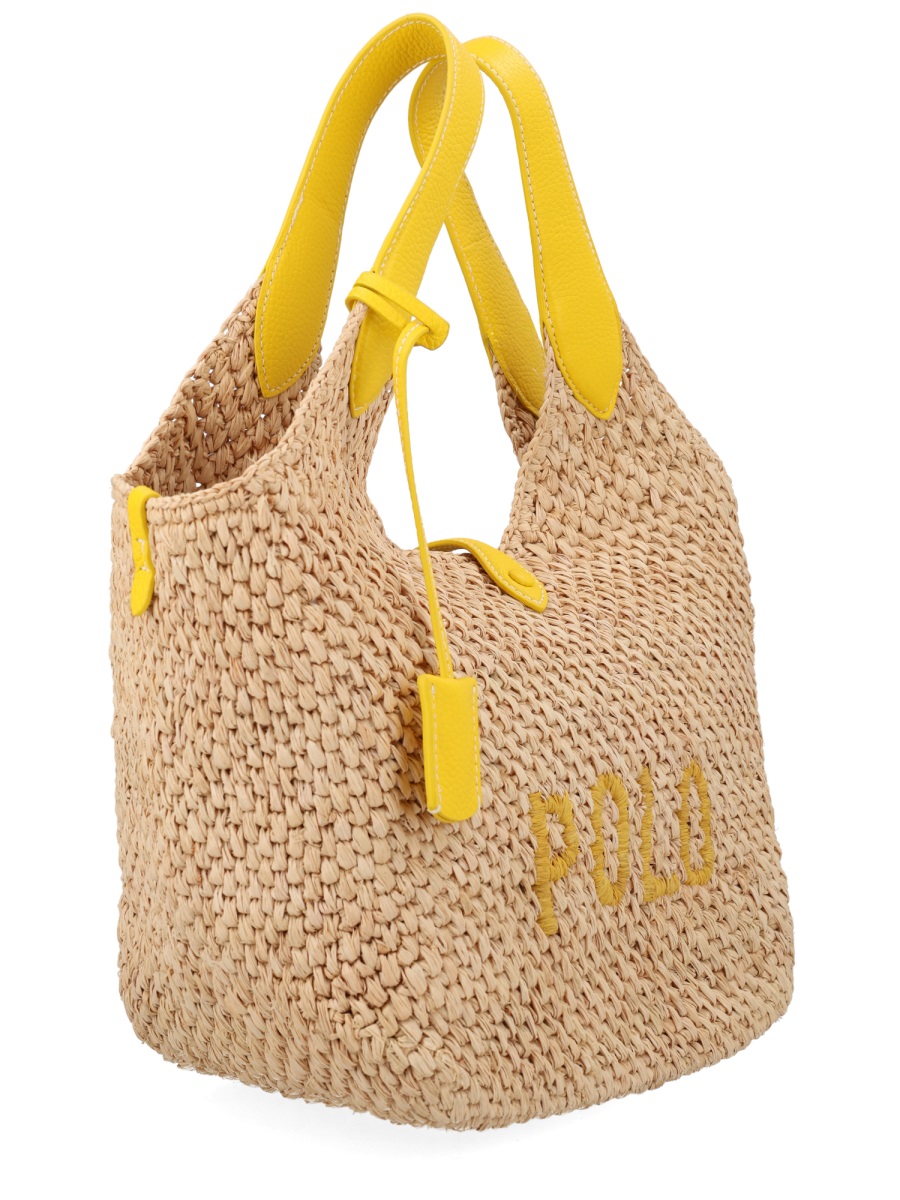 Ralph Lauren Polo Play Woven Raffia Tote Bag Neutraal