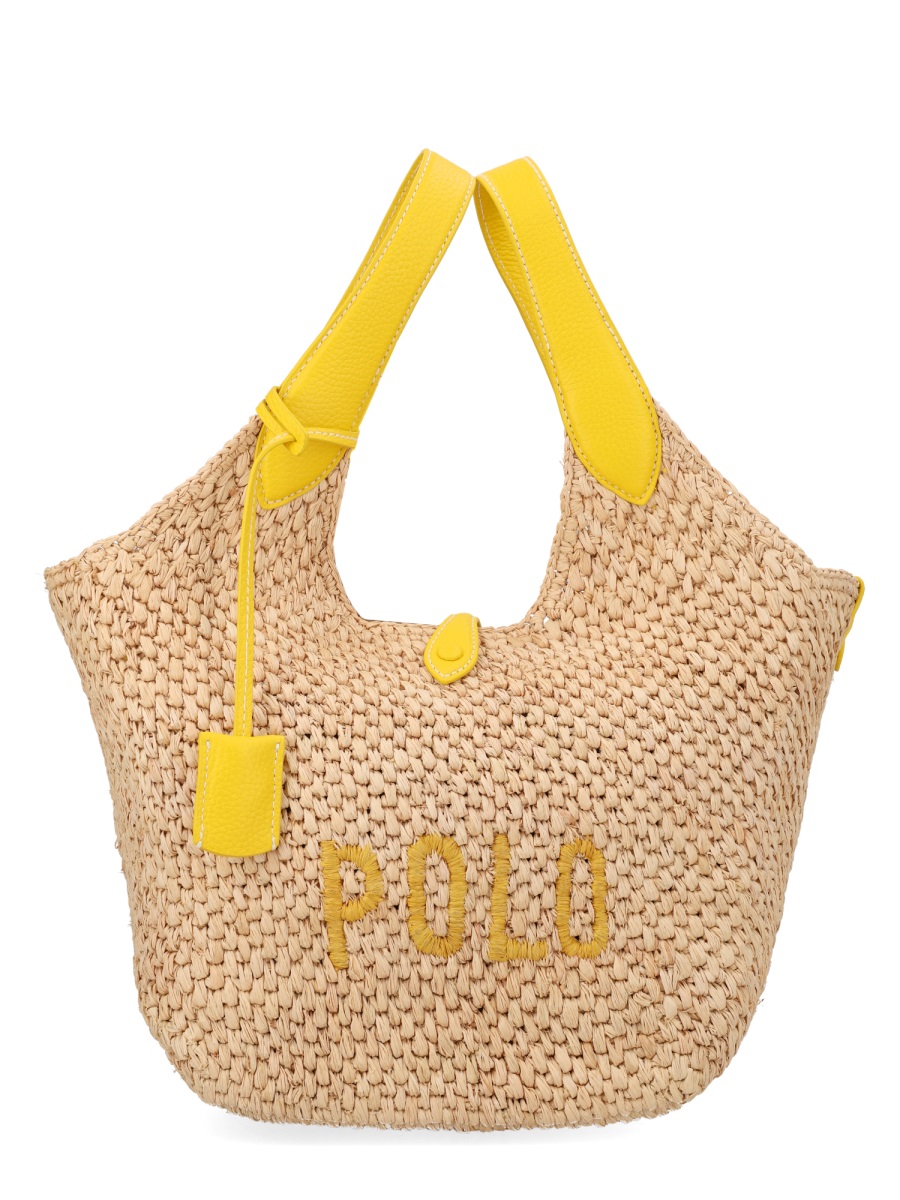 Ralph Lauren Polo Play Woven Raffia Tote Bag Neutraal