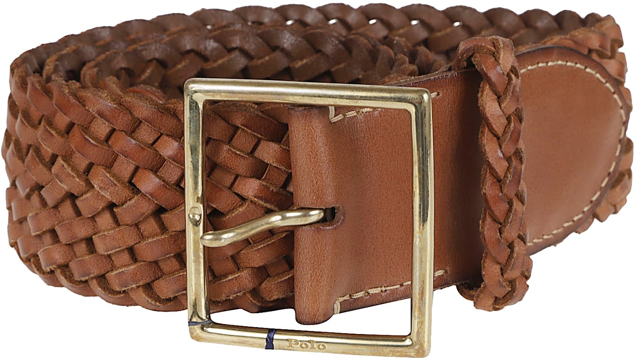 Ralph Lauren POLO RALPH LAUREN 50MM SQ BRD-BELT-MEDIUM Maroon