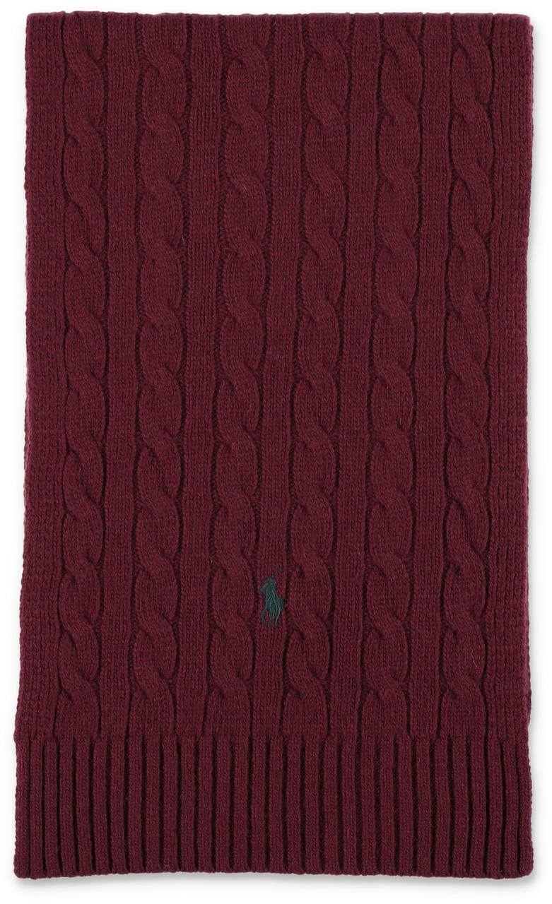 Ralph Lauren Cable Knit Scarf Wine Rood