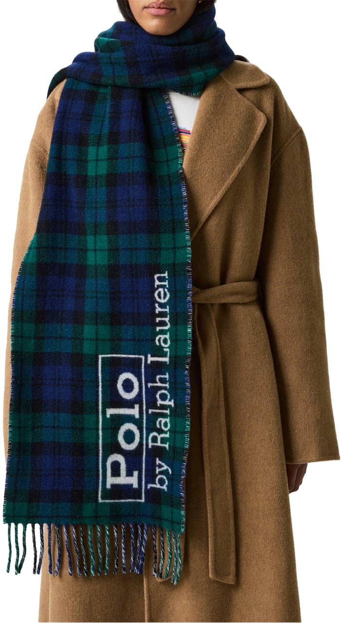 Ralph Lauren Knitted Tartan Logo Scarf Divers