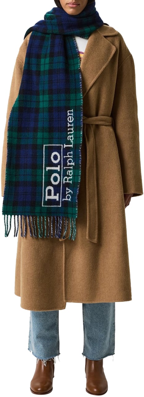 Ralph Lauren Knitted Tartan Logo Scarf Divers