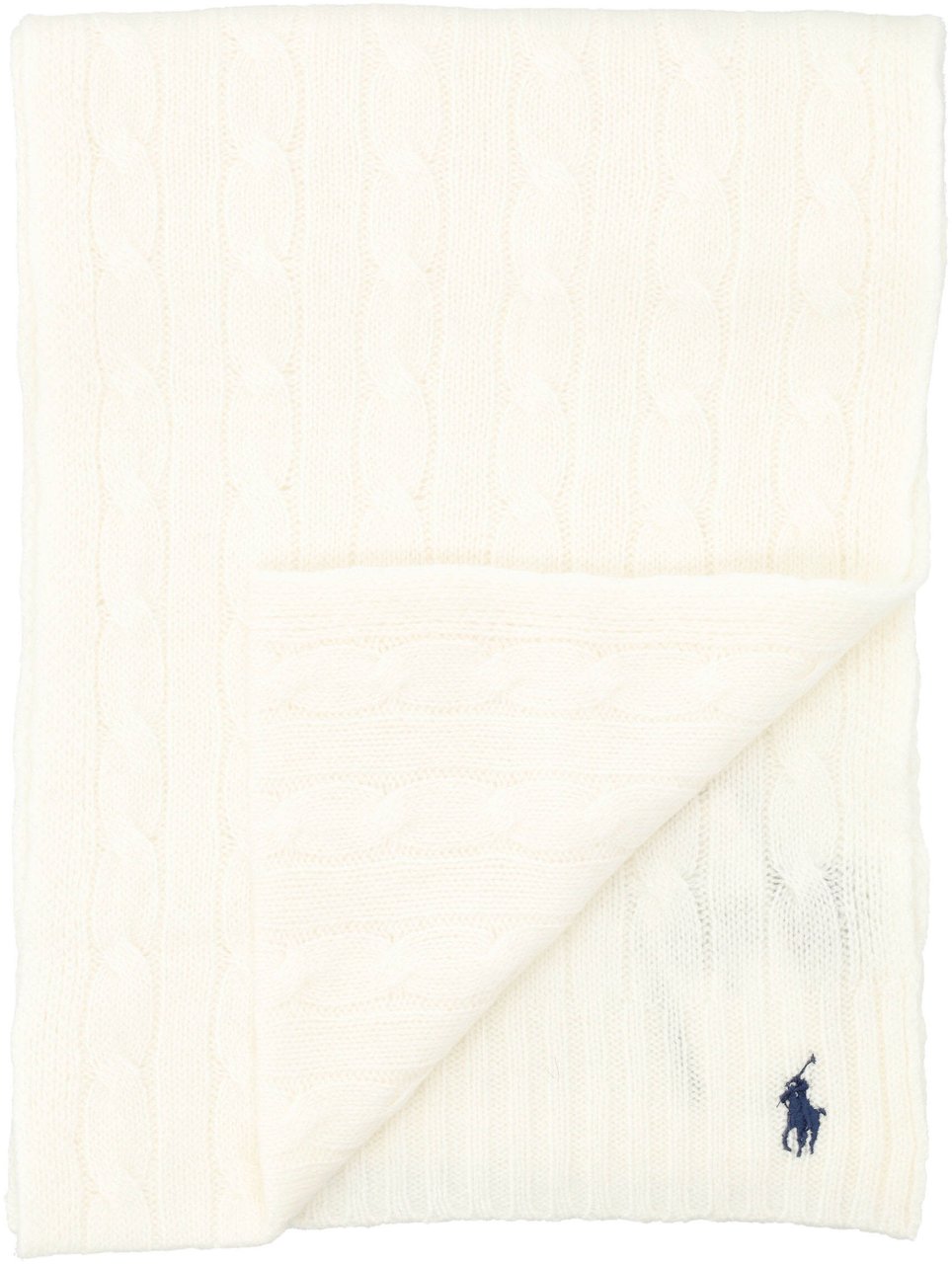 Ralph Lauren Wool Cable Scarf Pony Bianco Wit