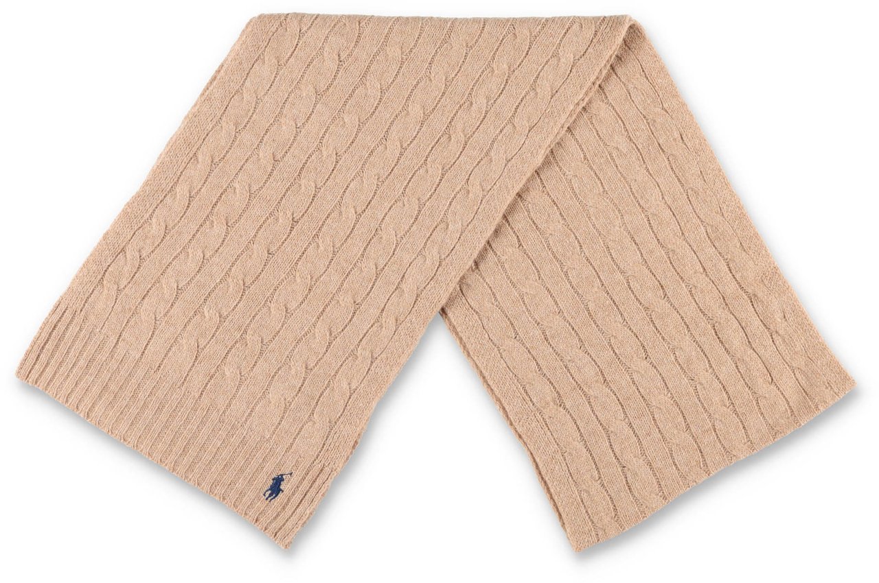 Ralph Lauren Wool Cable Scarf Pony Marrone Bruin