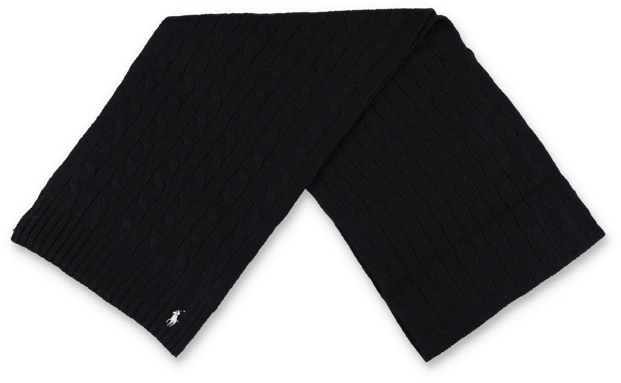 Ralph Lauren Polo Ralph Lauren Cable Wool-Cashmere Scarf Zwart