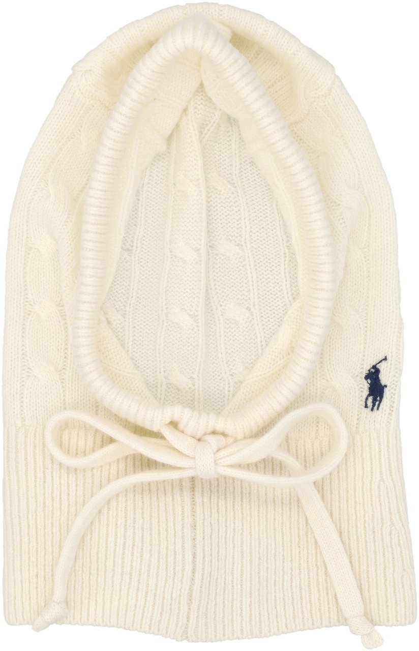 Ralph Lauren Hoodie Cap Cable Bianco Wit
