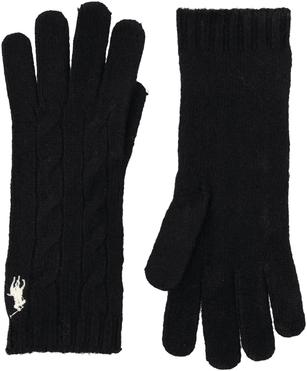 Ralph Lauren Wool Cable Gloves Nero Zwart