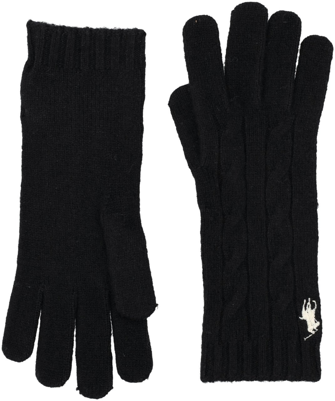 Ralph Lauren Wool Cable Gloves Nero Zwart
