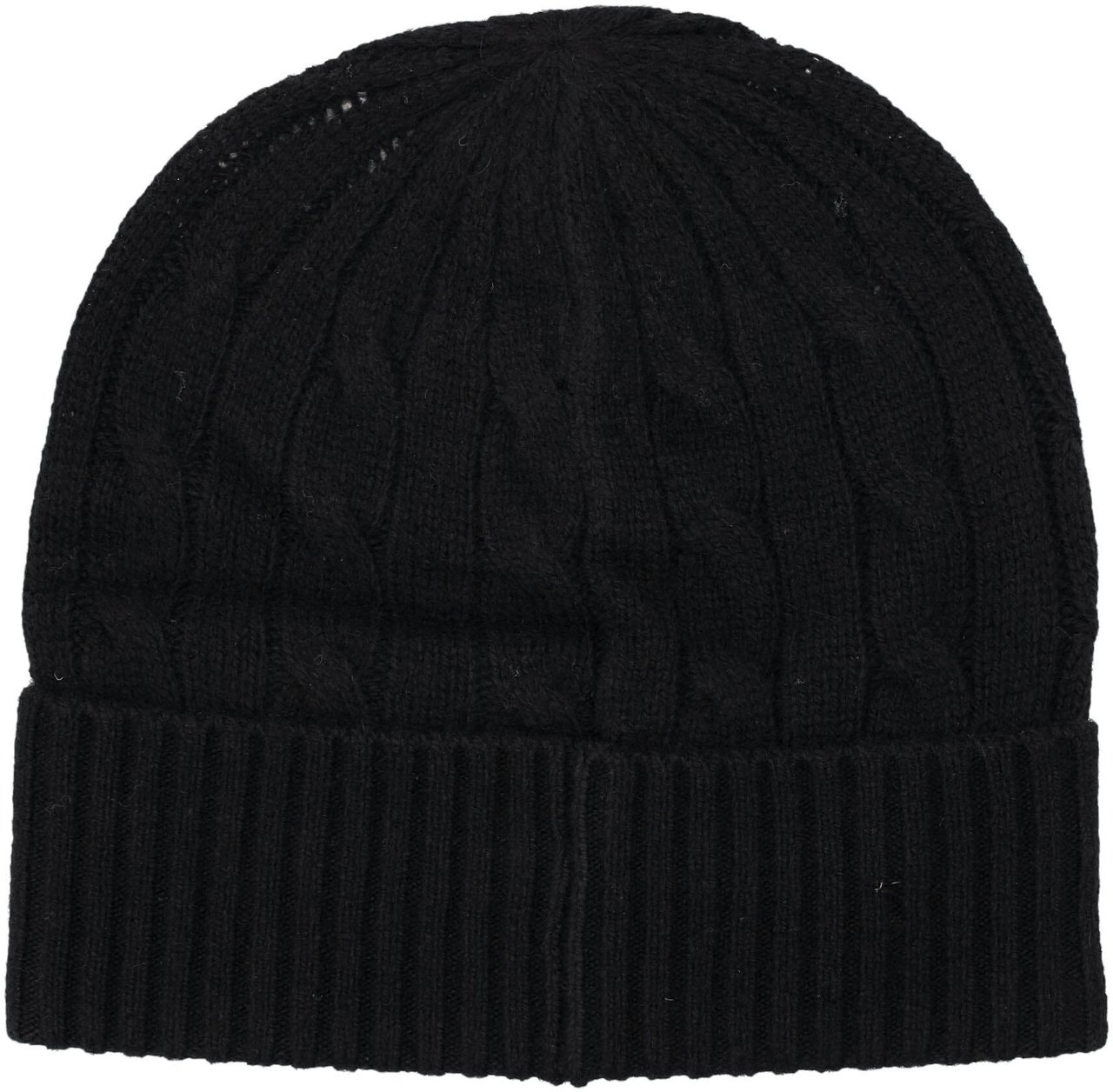 Ralph Lauren Wool Cable Beanie Pony Nero Zwart