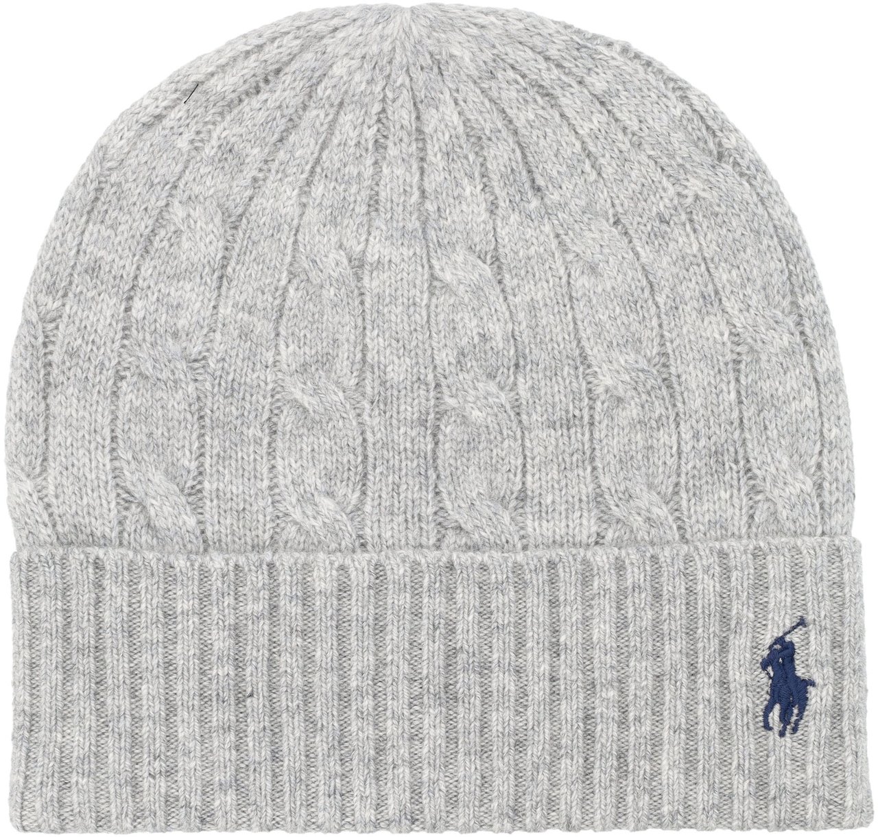 Ralph Lauren Wool Cable Beanie Pony Soft Grey Grijs