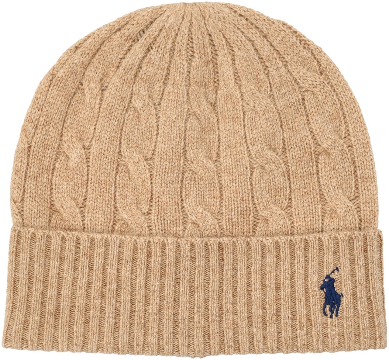 Ralph Lauren Wool Cable Beanie Pony Marrone Bruin
