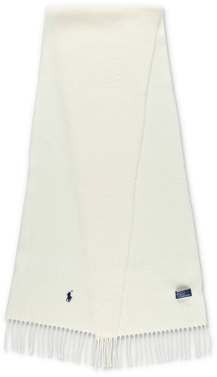 Ralph Lauren Fringed Scarf Pony Bianco Wit