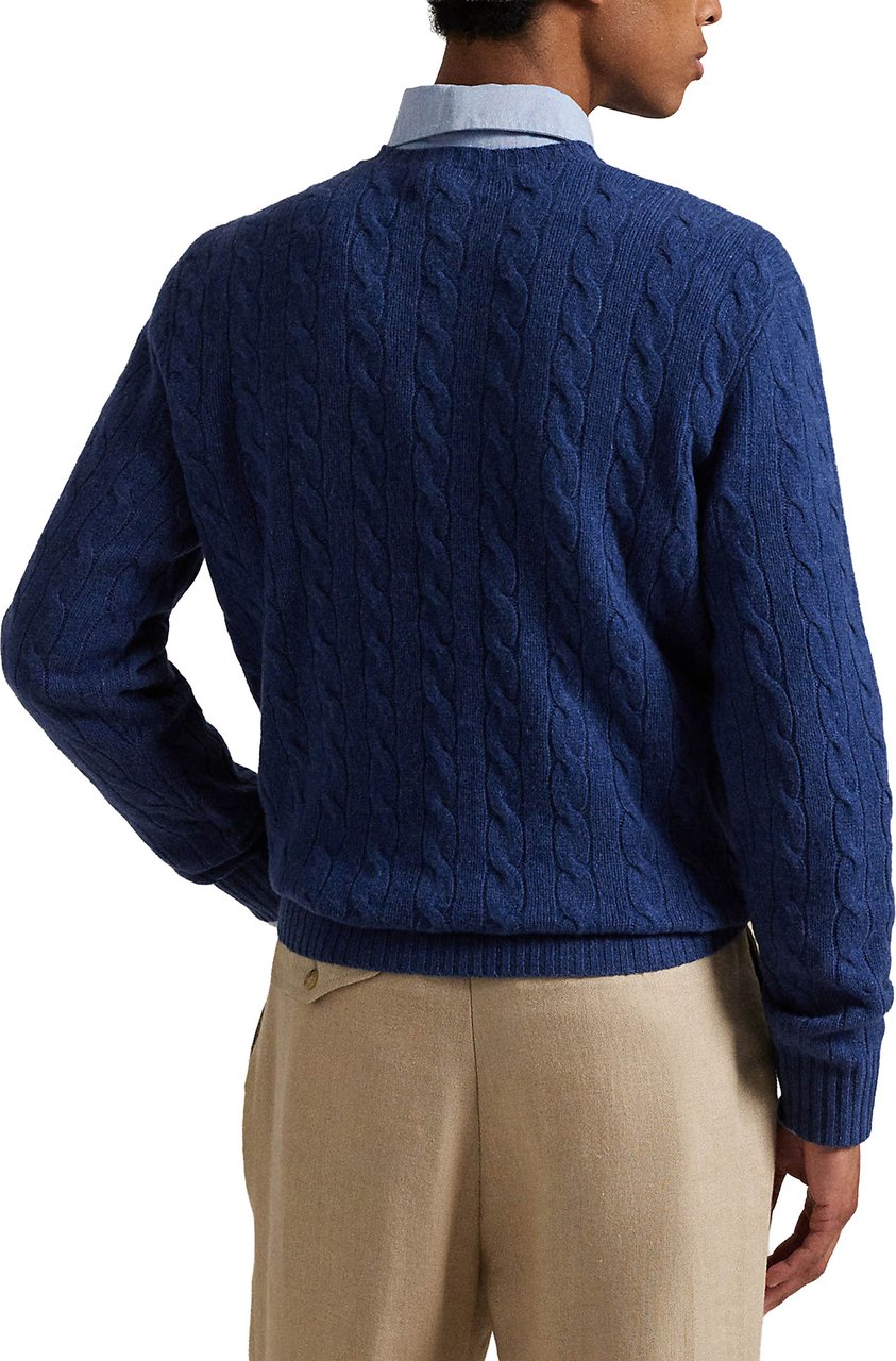 Ralph Lauren Blue Pullover Cable Knit Cotton Sweater Groen