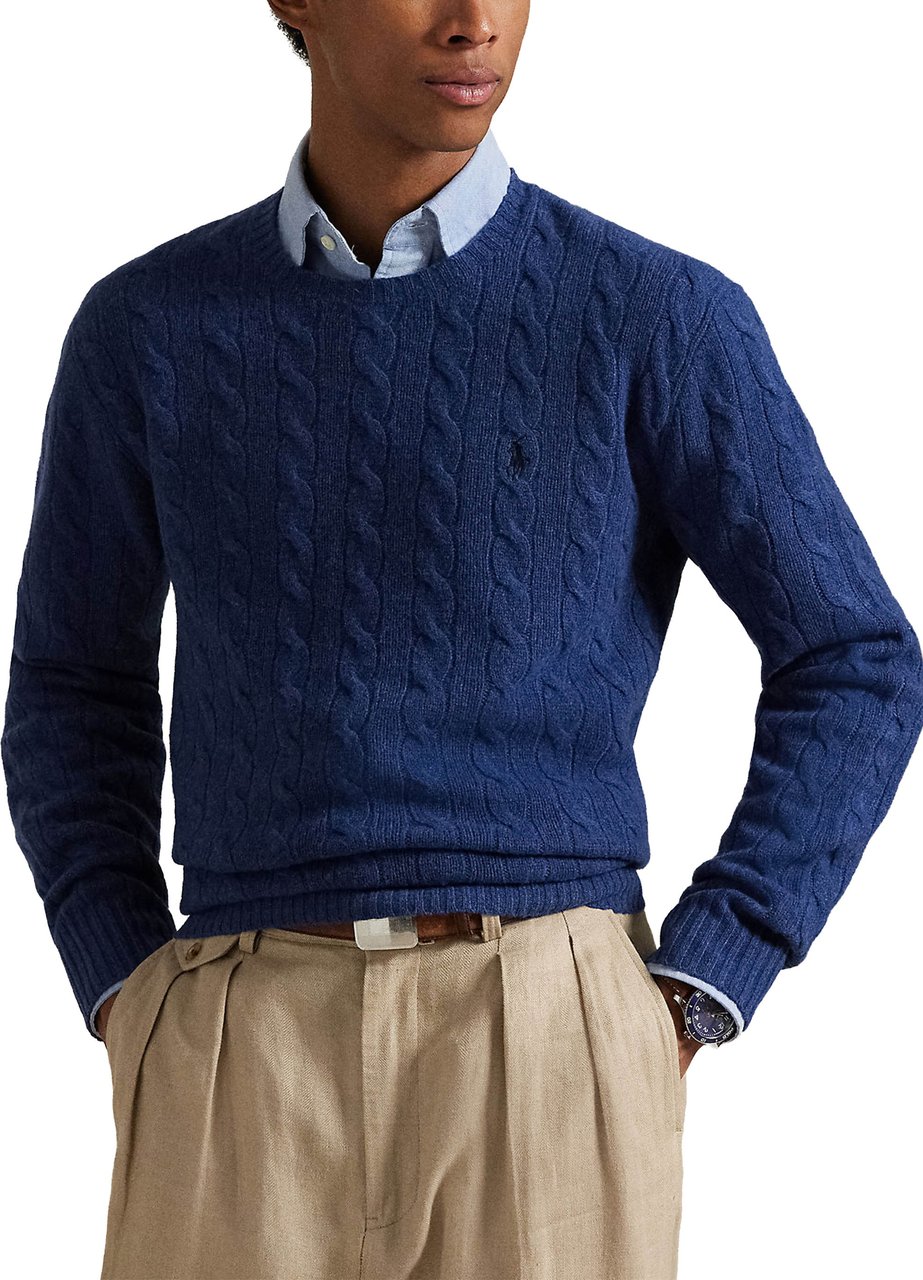 Ralph Lauren Blue Pullover Cable Knit Cotton Sweater Groen
