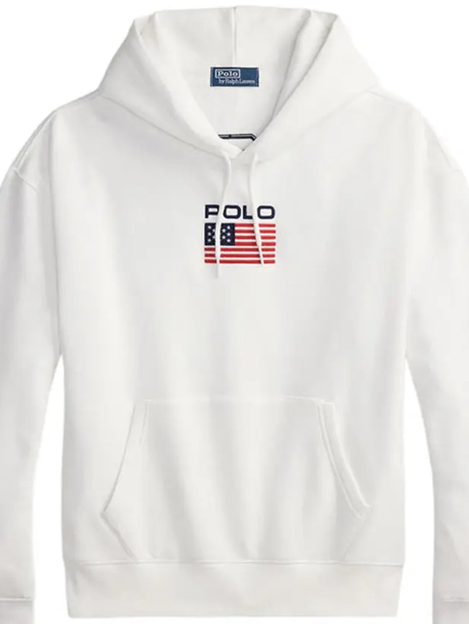 Ralph Lauren White Sweatshirt Graphic Flag Cotton Hoodie Wit