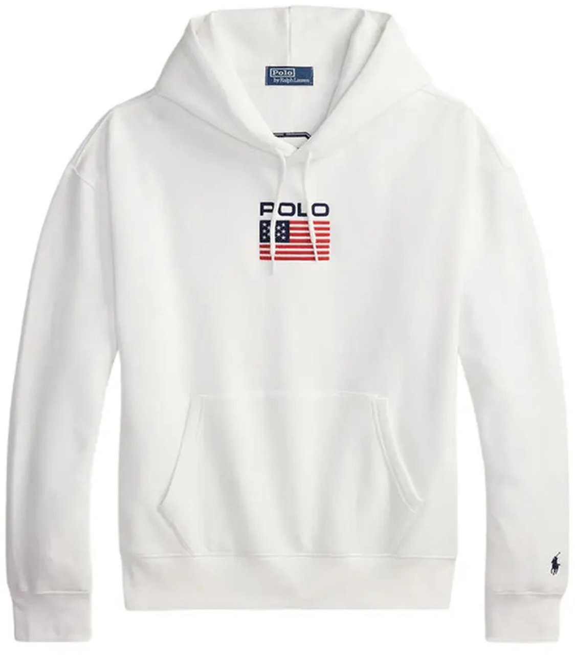 Ralph Lauren White Sweatshirt Graphic Flag Cotton Hoodie Wit