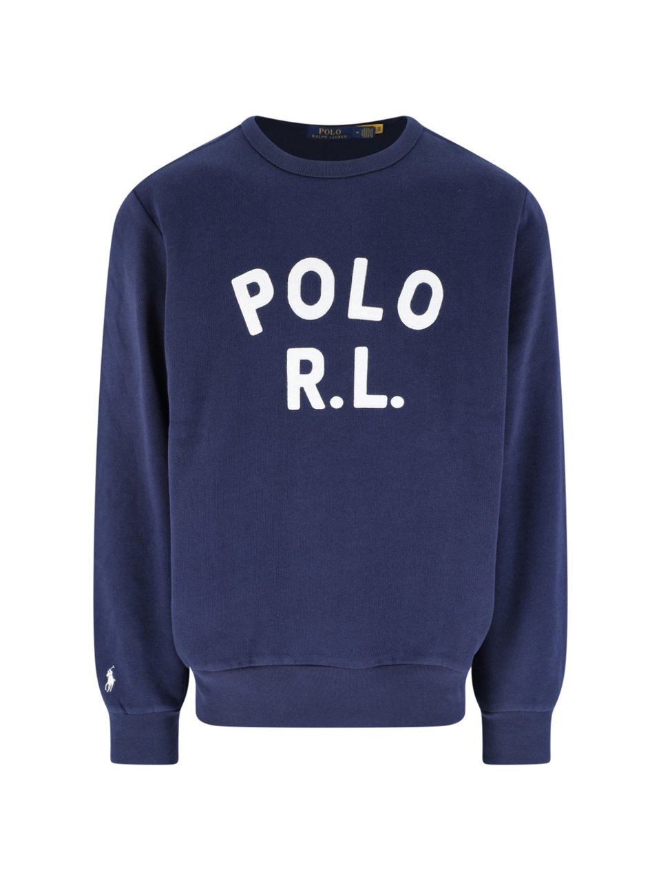 Ralph Lauren Navy Blue Crewneck Cotton Blend Sweatshirt Blauw