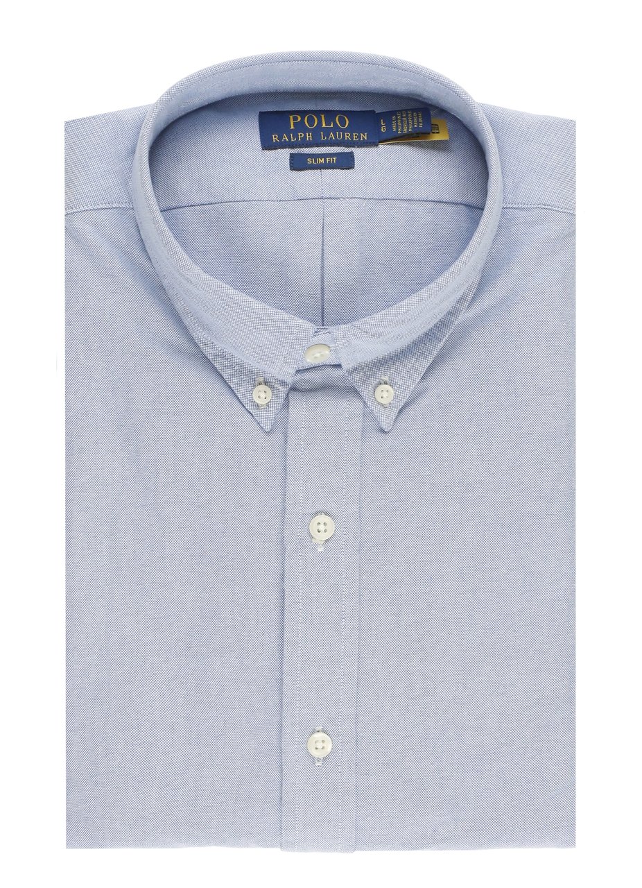 Ralph Lauren Blue Striped Classic Collar Cotton Shirt Blauw