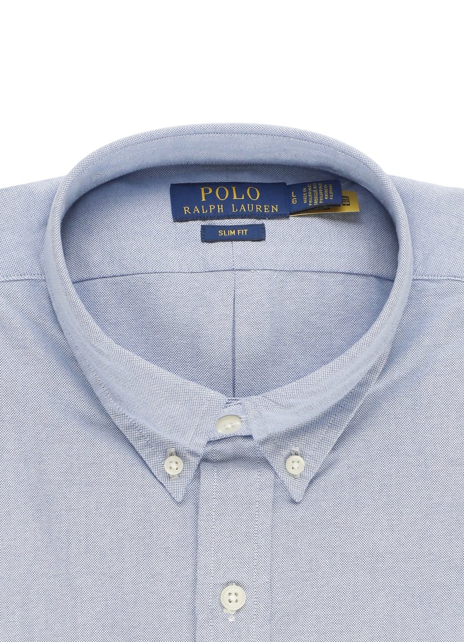 Ralph Lauren Blue Striped Classic Collar Cotton Shirt Blauw