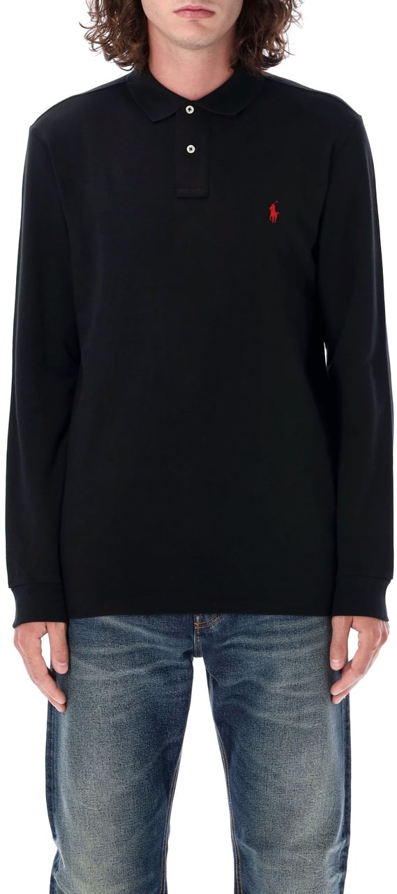 Ralph Lauren L/S Custom Polo Nero Zwart
