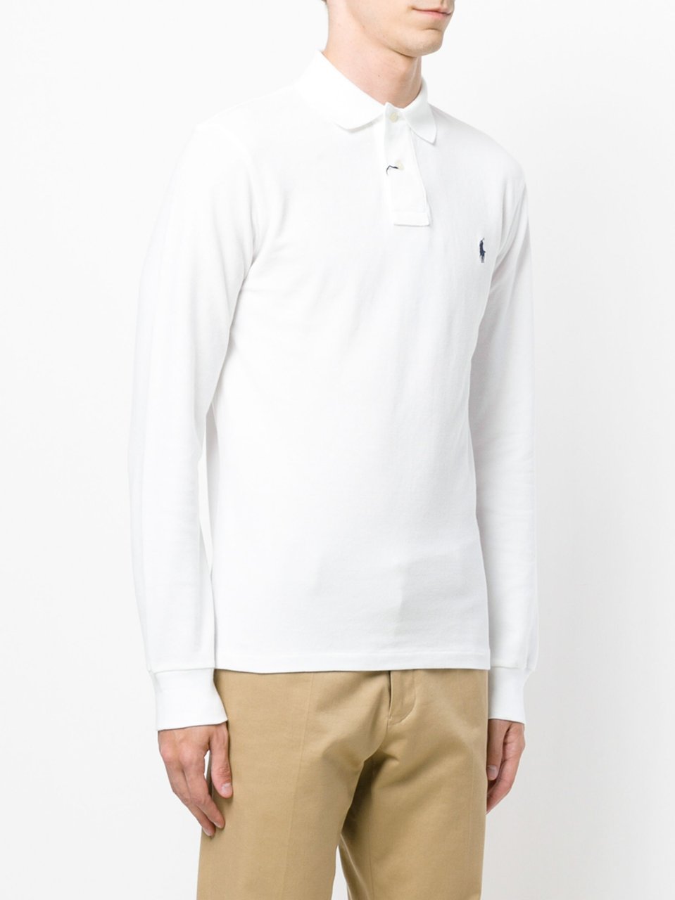 Ralph Lauren Cotton Embroidered Logo Long-Sleeve Polo Shirt Wit