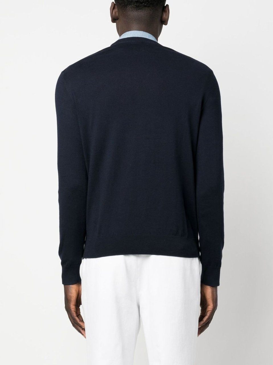 Ralph Lauren Dark Navy Sweater Crew Neck Cotton Sweater Zwart