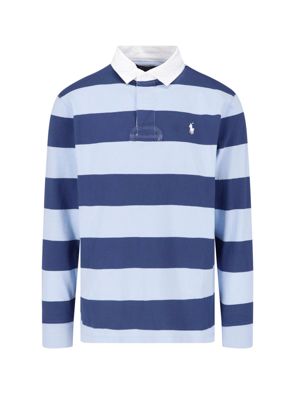 Ralph Lauren Blue Striped Rugby Cotton Polo Shirt Blauw