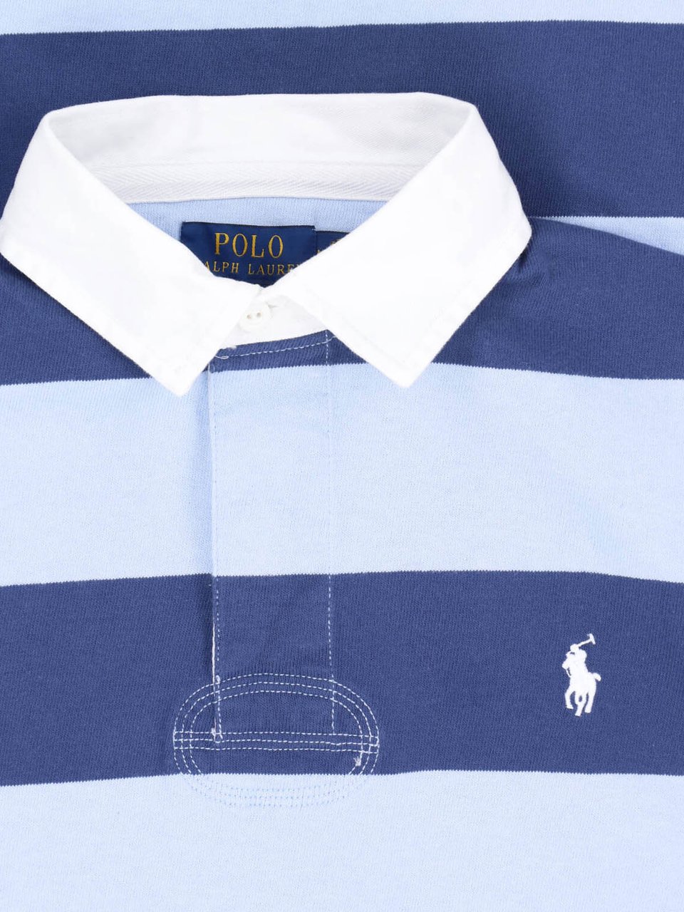 Ralph Lauren Blue Striped Rugby Cotton Polo Shirt Blauw
