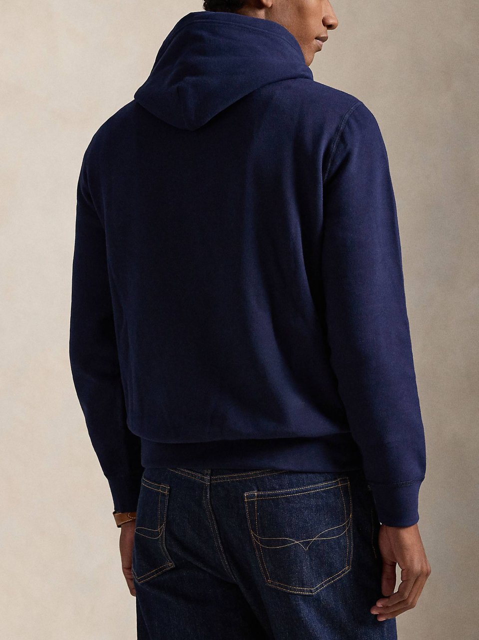 Ralph Lauren Deep Navy Blue Cotton Long Sleeve Hoodie Zwart