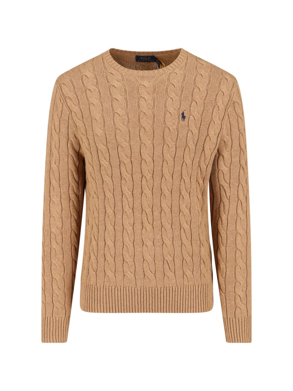 Ralph Lauren Light Brown Crewneck Cable Knit Sweater Bruin
