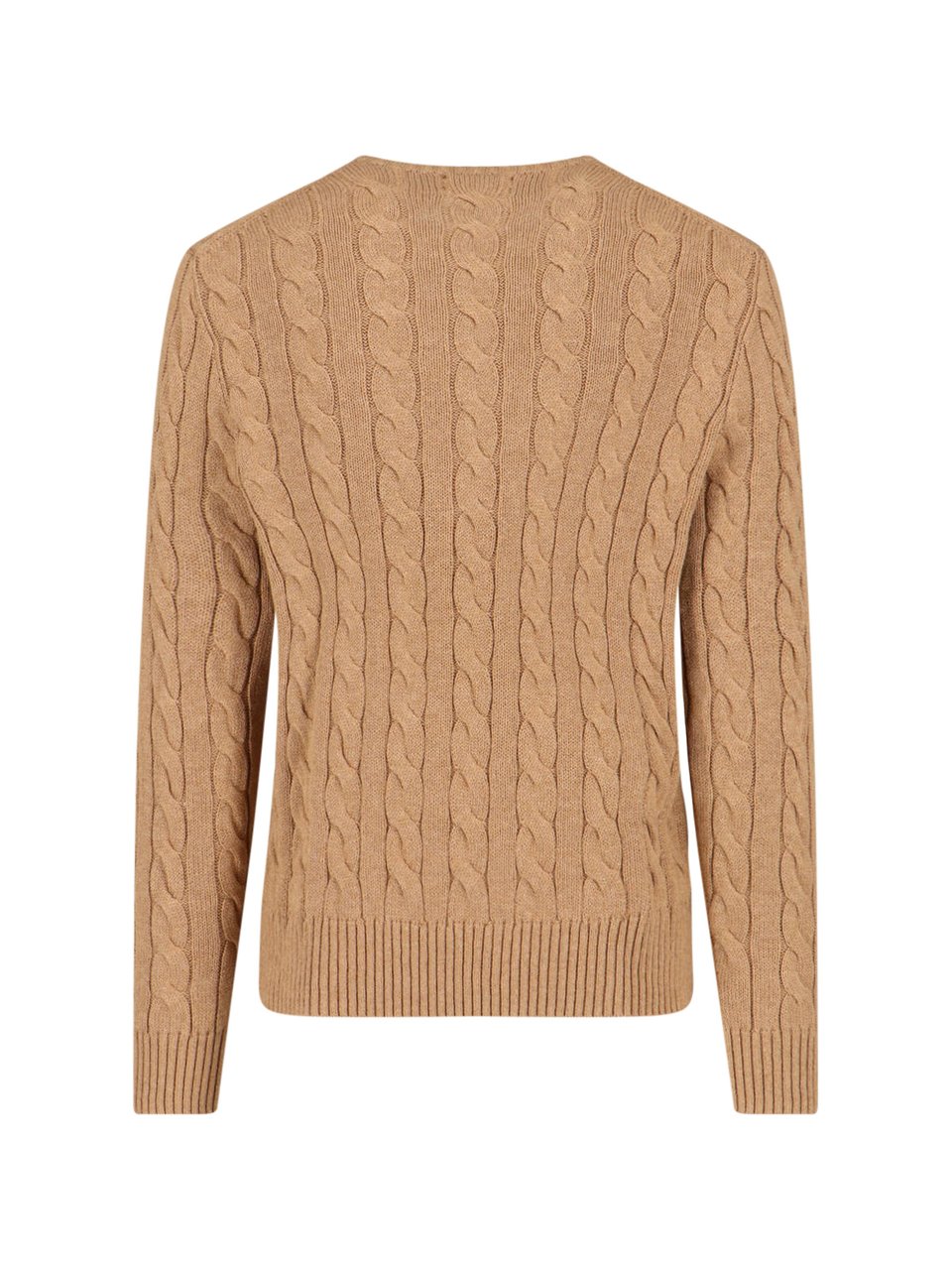 Ralph Lauren Light Brown Crewneck Cable Knit Sweater Bruin