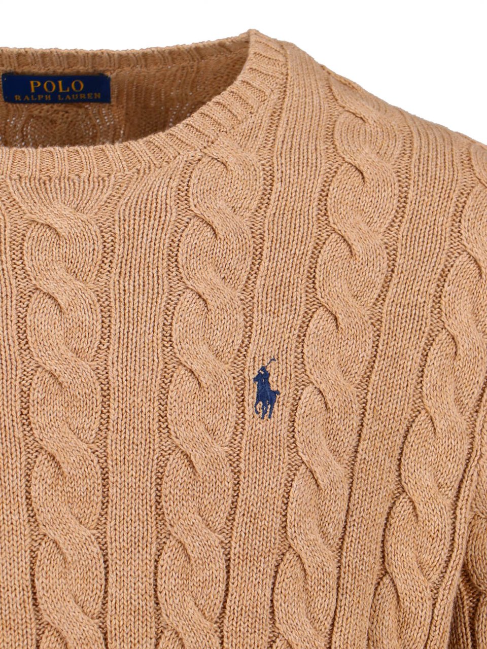 Ralph Lauren Light Brown Crewneck Cable Knit Sweater Bruin