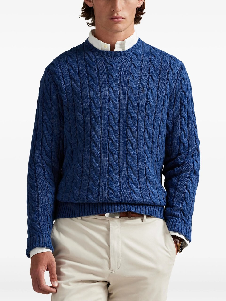 Ralph Lauren Cable Knit Cotton Sweater Blauw