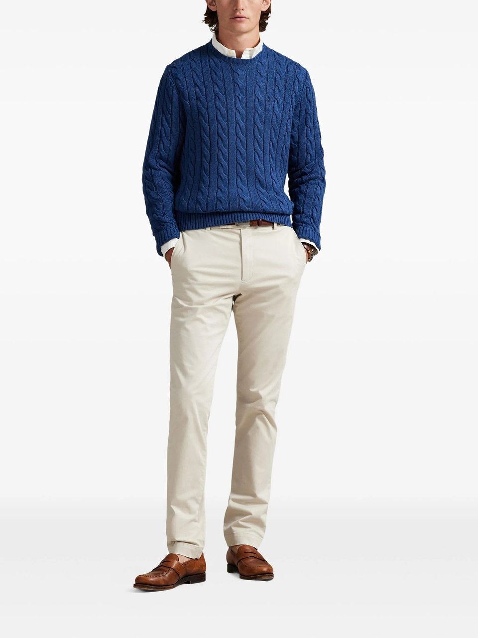 Ralph Lauren Cable Knit Cotton Sweater Blauw