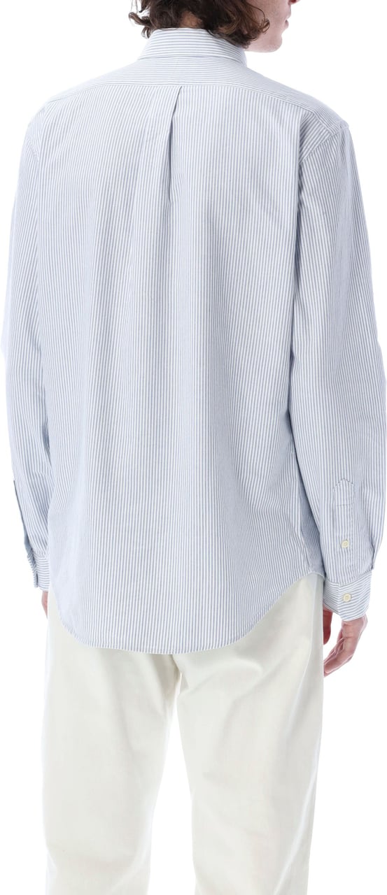 Ralph Lauren Custom Fit Shirt White Light Blue Blauw