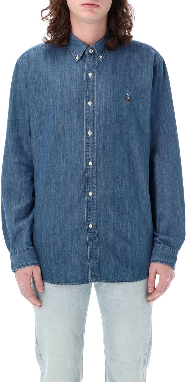 Ralph Lauren Custom Denim Shirt Med Blue Blauw
