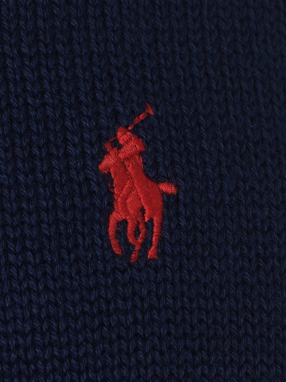Ralph Lauren Crew Neck Black Cotton Sweater Zwart